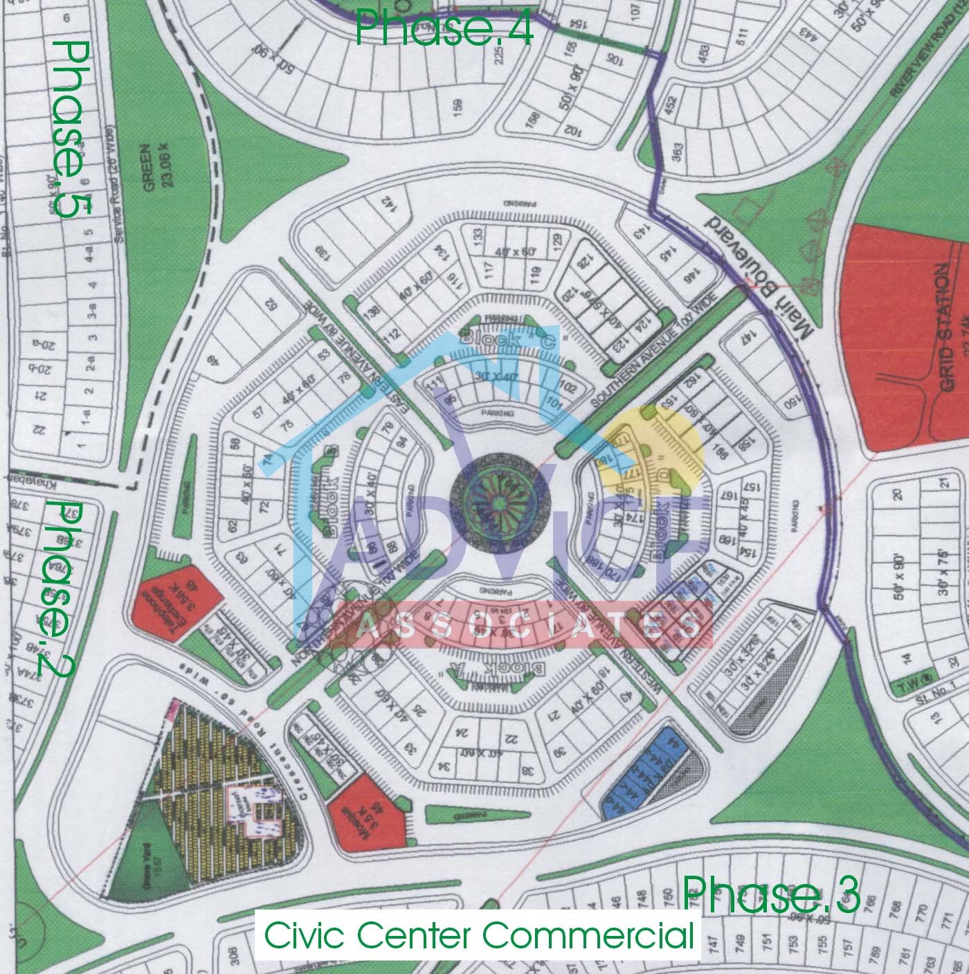 civic center commercial map